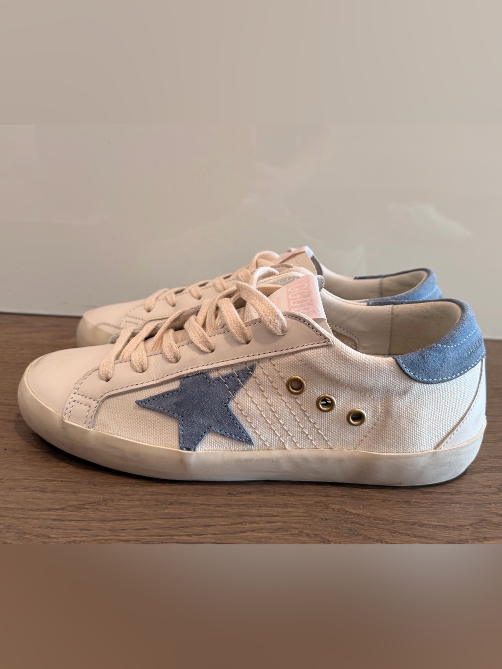 Golden goose blue suede star white sneakers